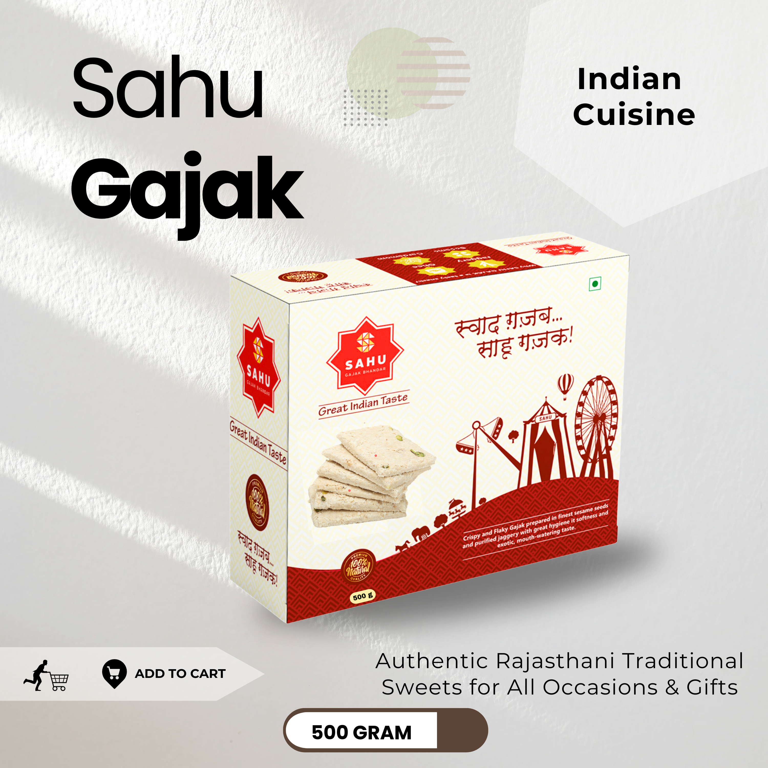 Sugar Khasta Gajak 500 Gram - Sahu Gajak Bhandar  Default Title