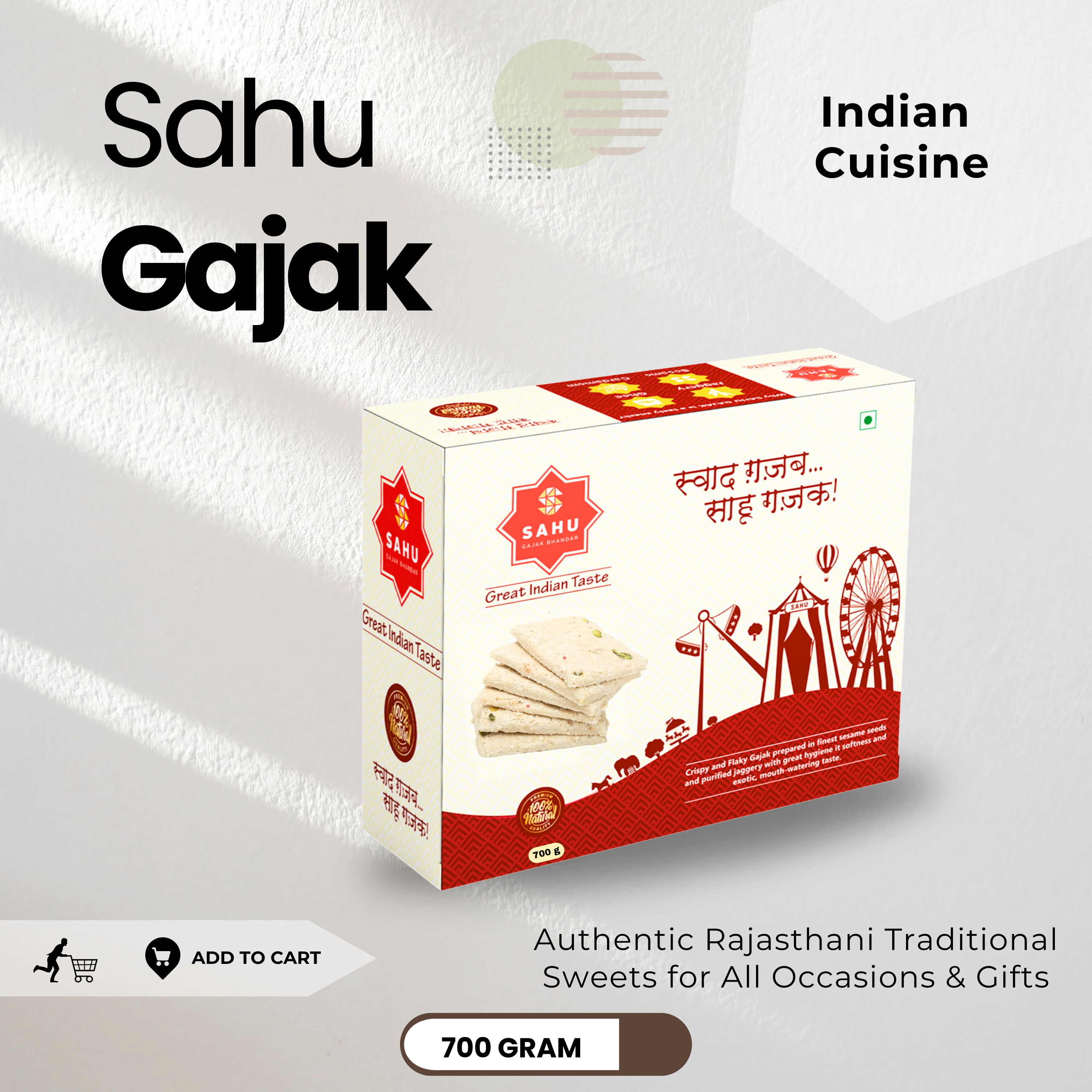 Sugar Khastha Gajak 700 Gram - Sahu Gajak Bhandar  Default Title