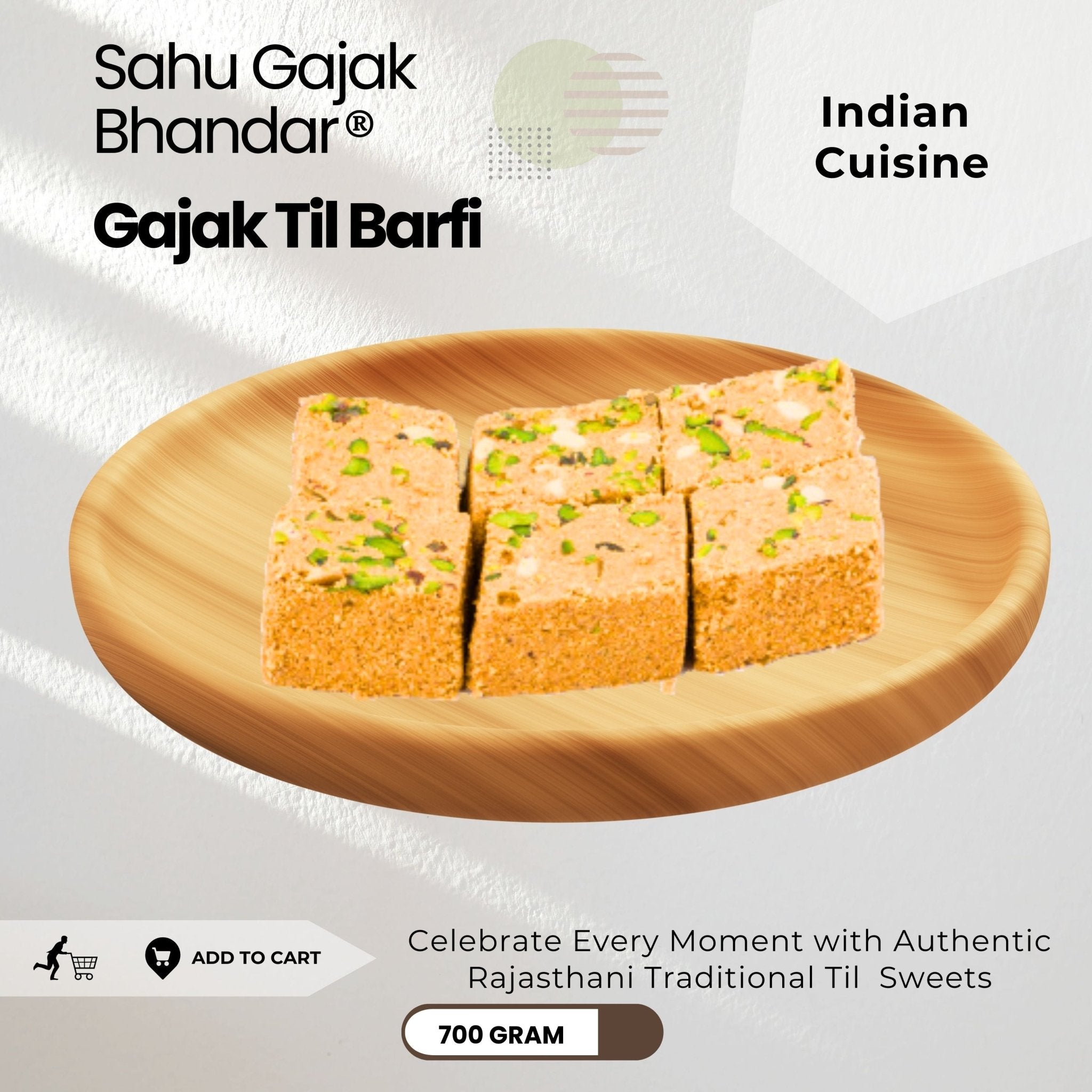 Gajak Til Barfi 700 Gram - Sahu Gajak Bhandar  Default Title