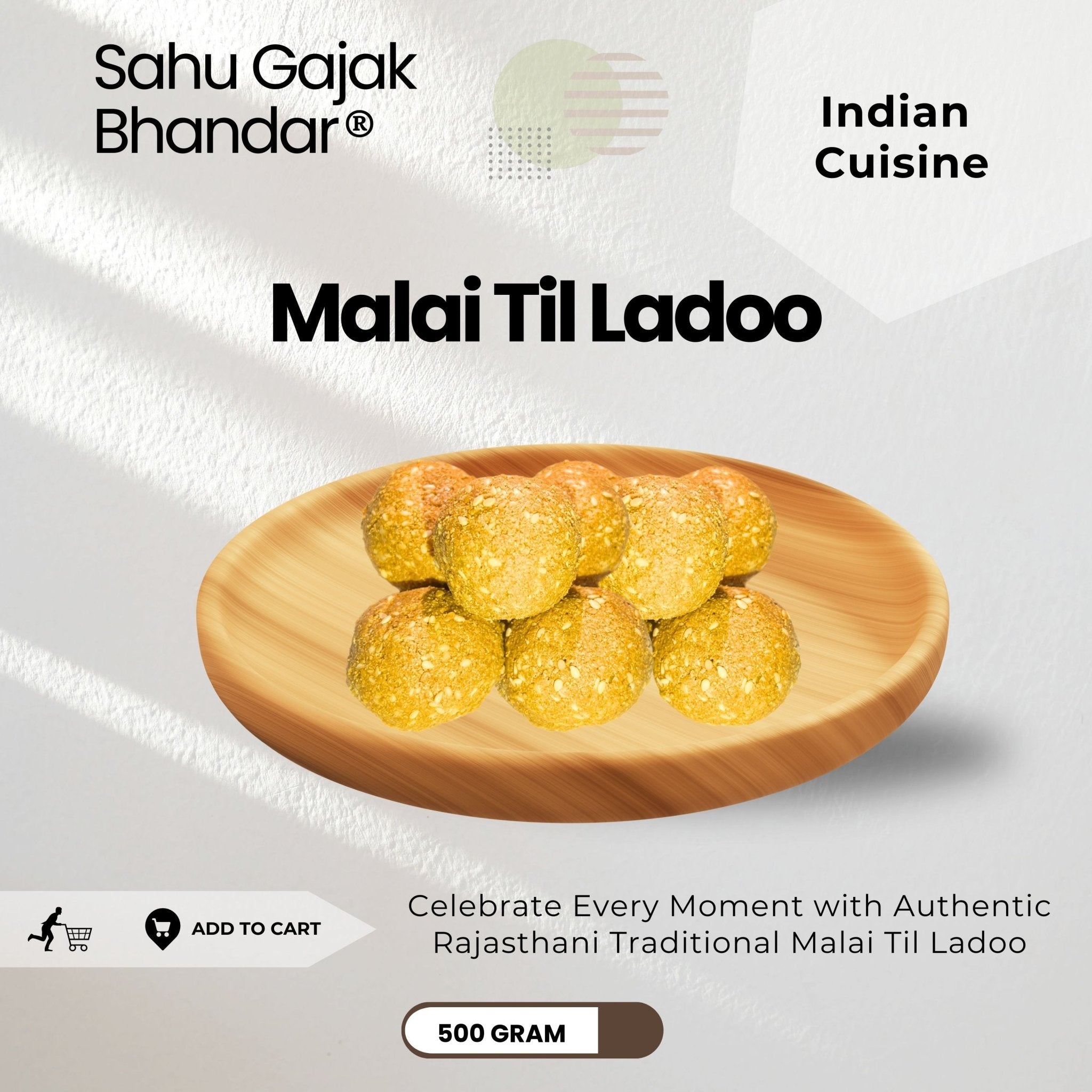 Malai Til Ladoo 500 Gram - Sahu Gajak Bhandar  Default Title