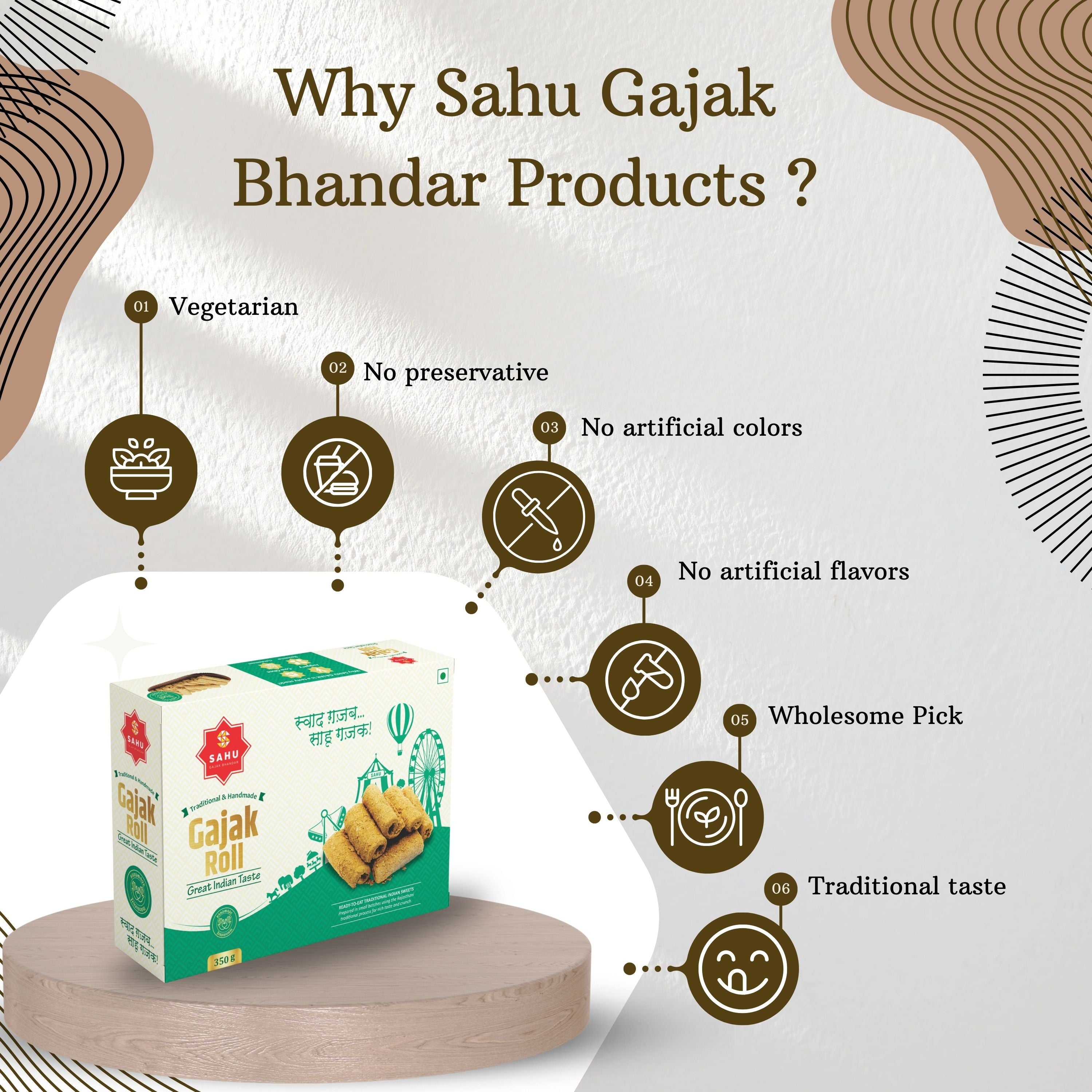 Gajak Roll 350 Gram - Sahu Gajak Bhandar  Default Title