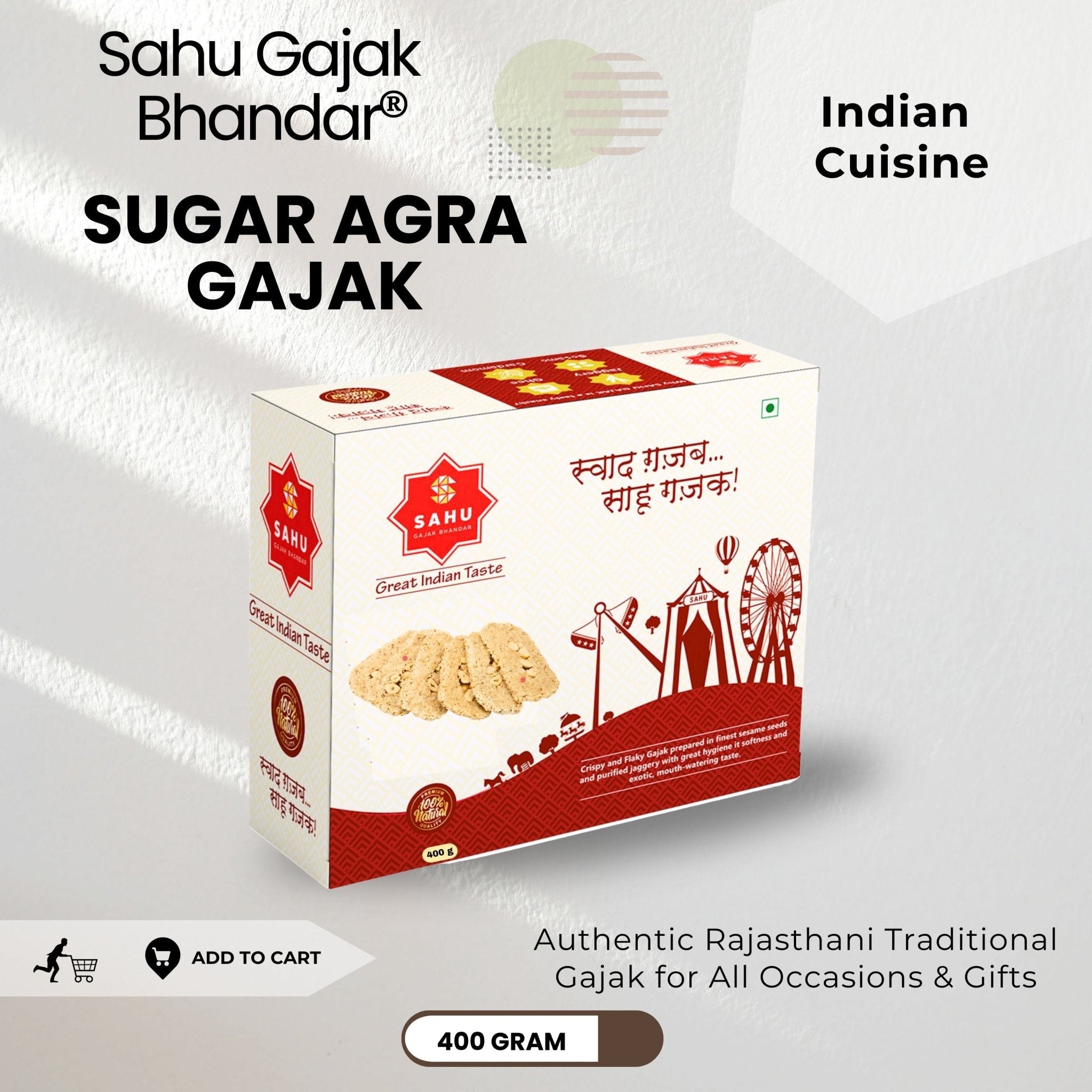 Sugar Dry Fruit Agra Gajjak 400 Gram - Sahu Gajak Bhandar  Default Title