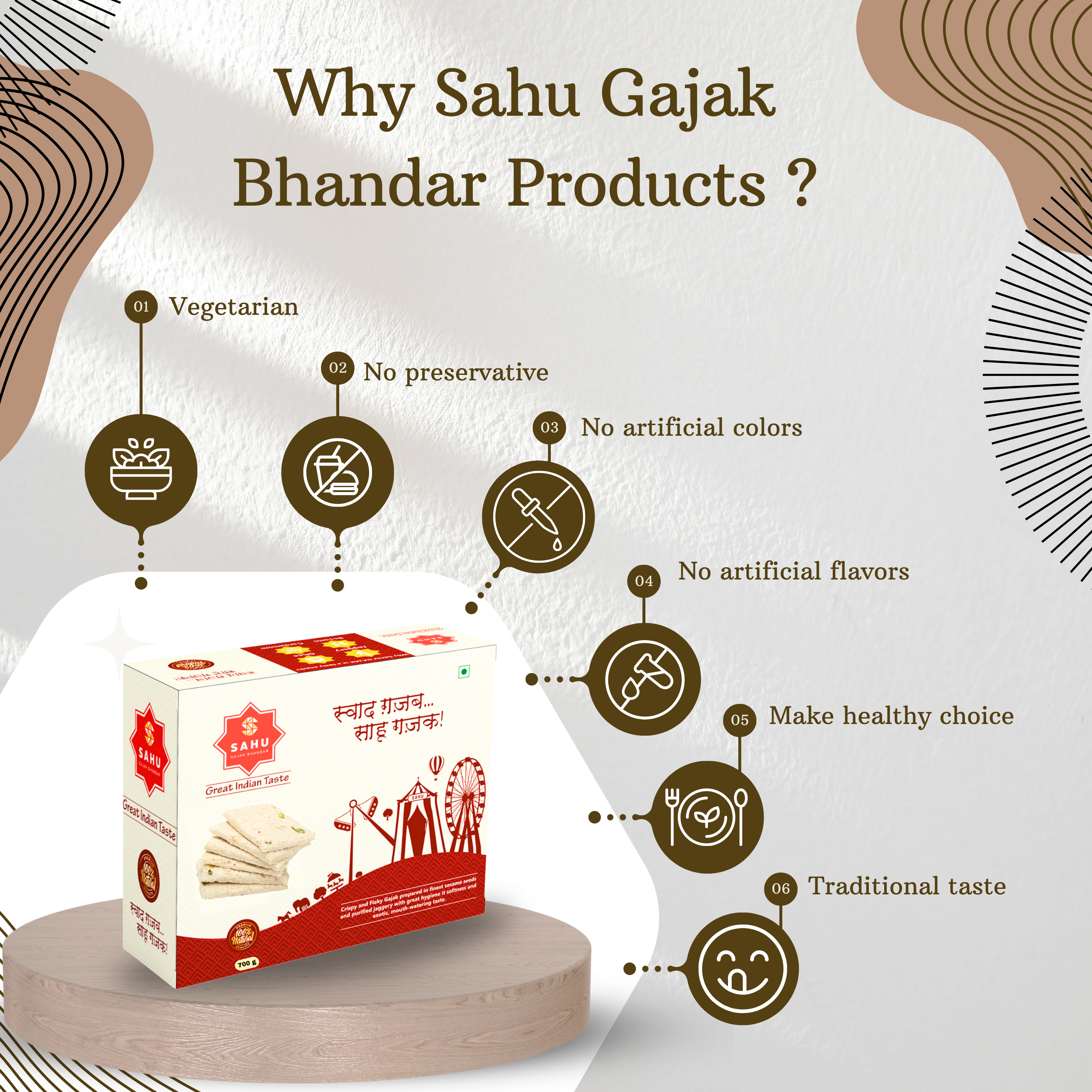 Sugar Khastha Gajak 700 Gram - Sahu Gajak Bhandar  Default Title