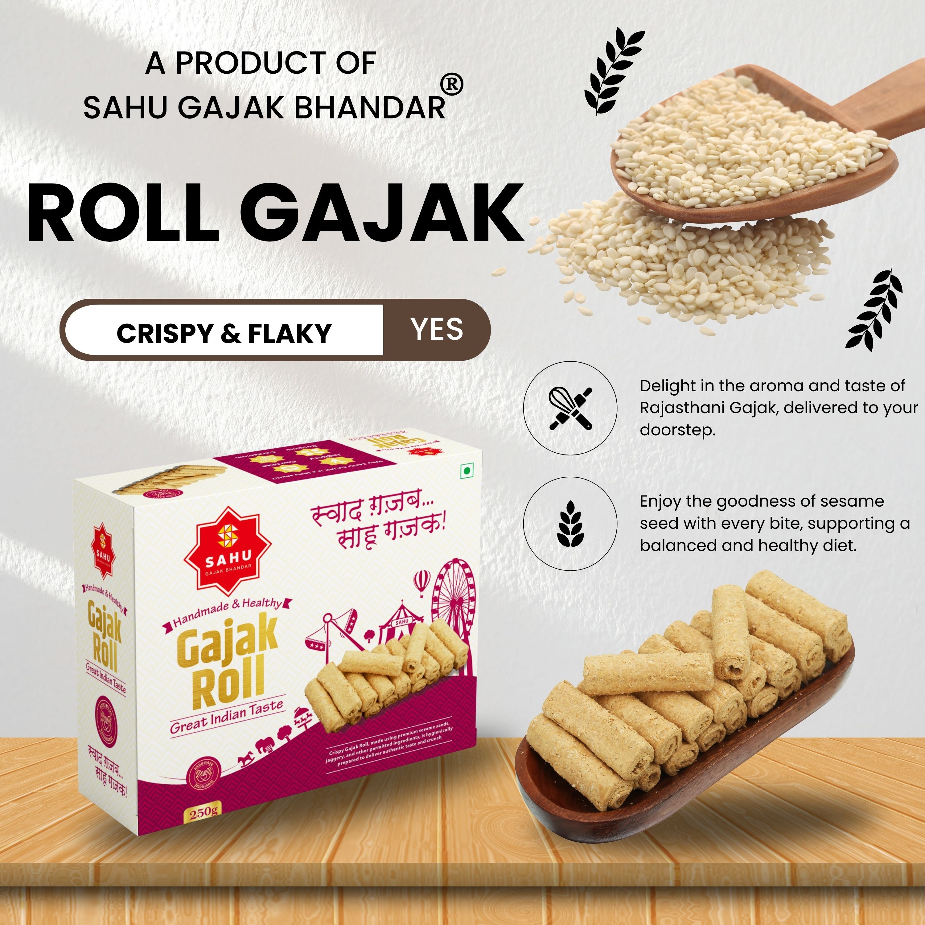 Roll Gajak 250 Gram by Sahu Gajak Bhandar - Sahu Gajak Bhandar  Default Title 