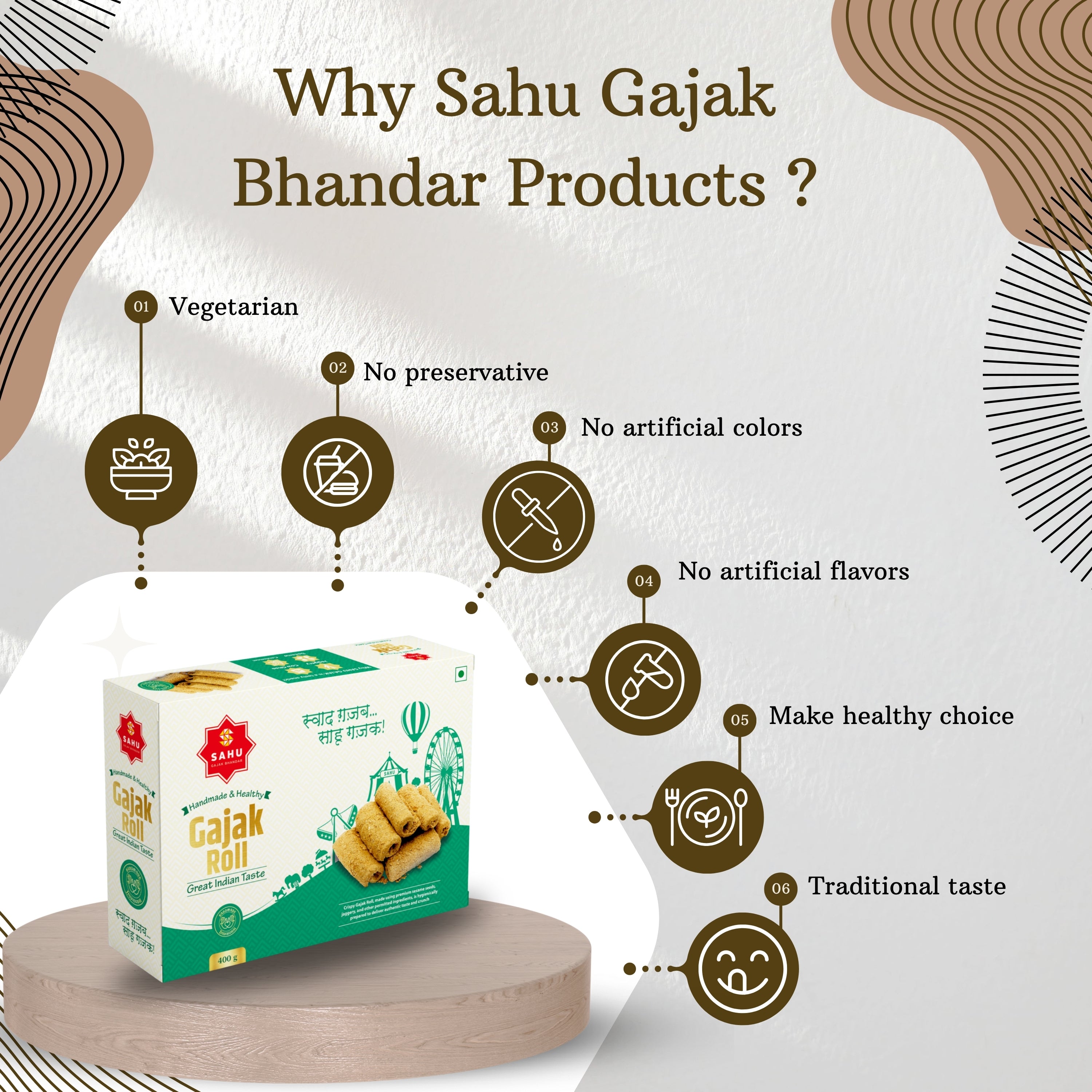 Gajak Roll 400 Gram - Sahu Gajak Bhandar  Default Title 