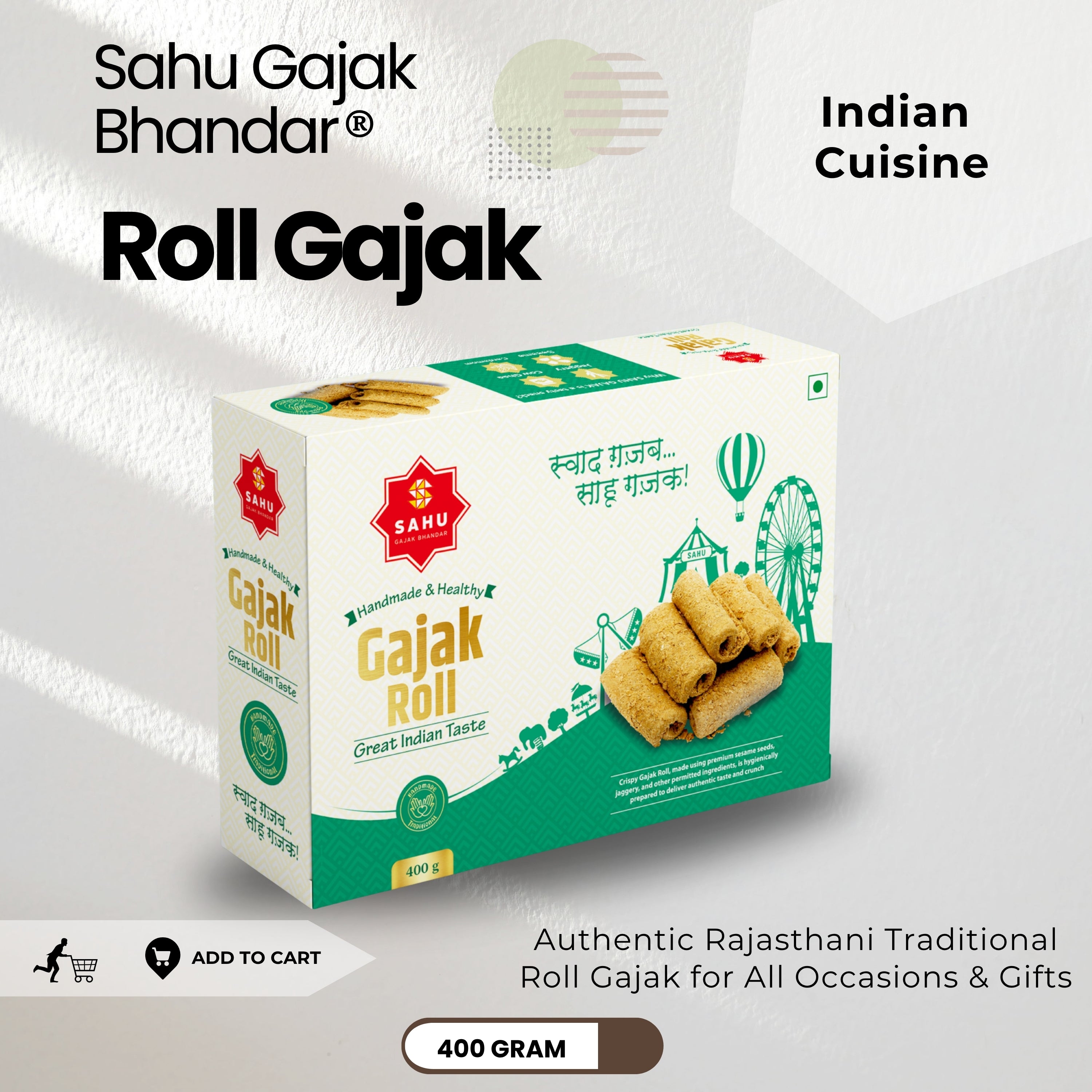 Gajak Roll 400 Gram - Sahu Gajak Bhandar  Default Title 
