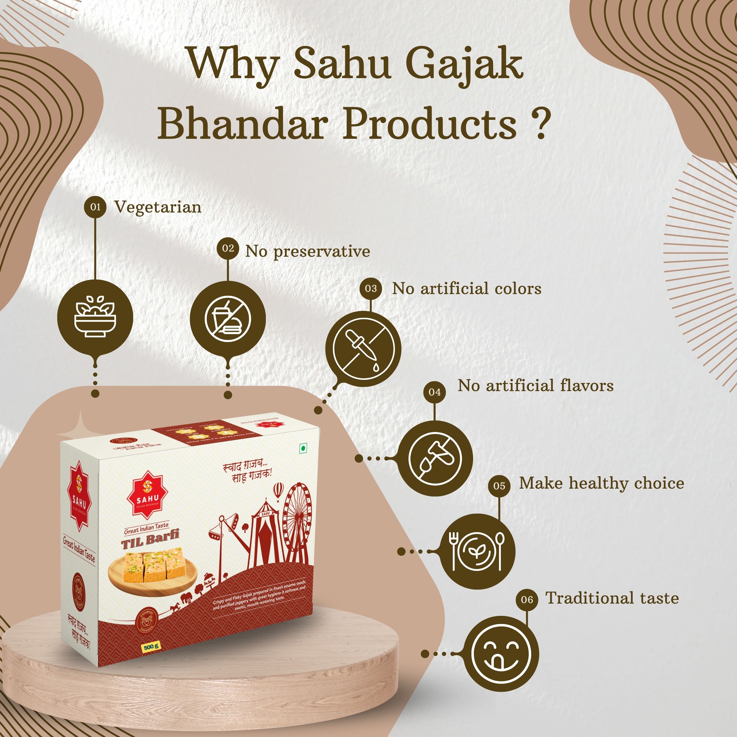 Gajak Barfi 500 Gram - Sahu Gajak Bhandar  Default Title 