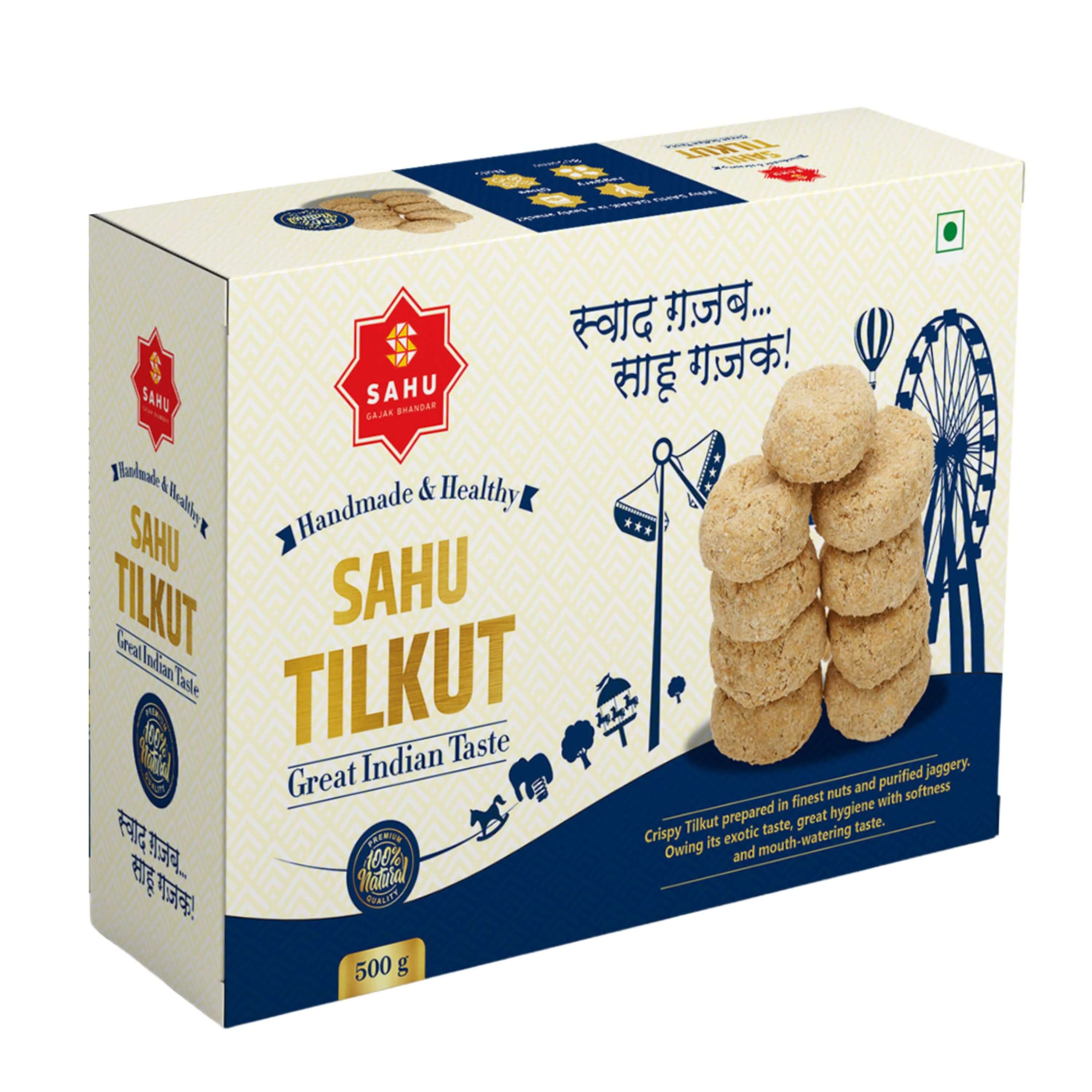 a box of sahu tilkut cookies with a ferris wheel in the background