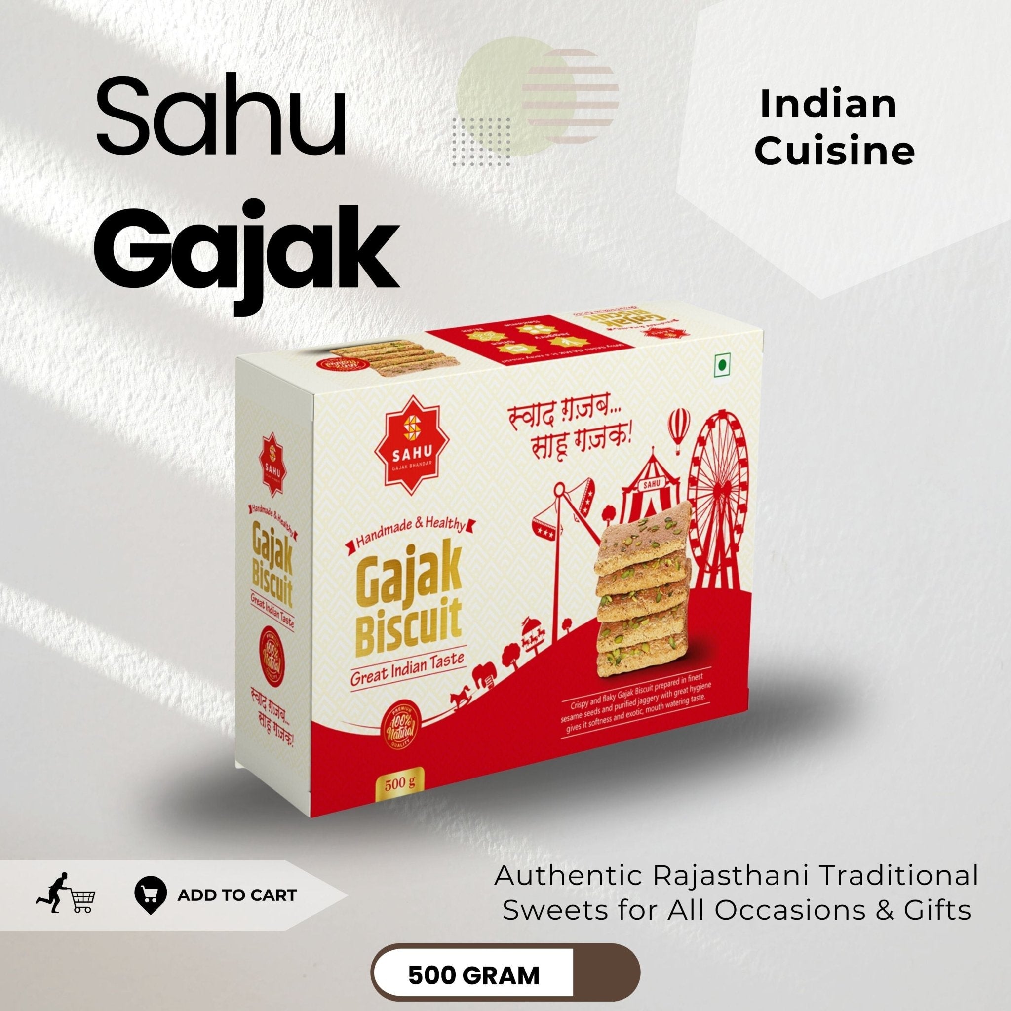 Gajak Biscuit 500 Gram - Sahu Gajak Bhandar