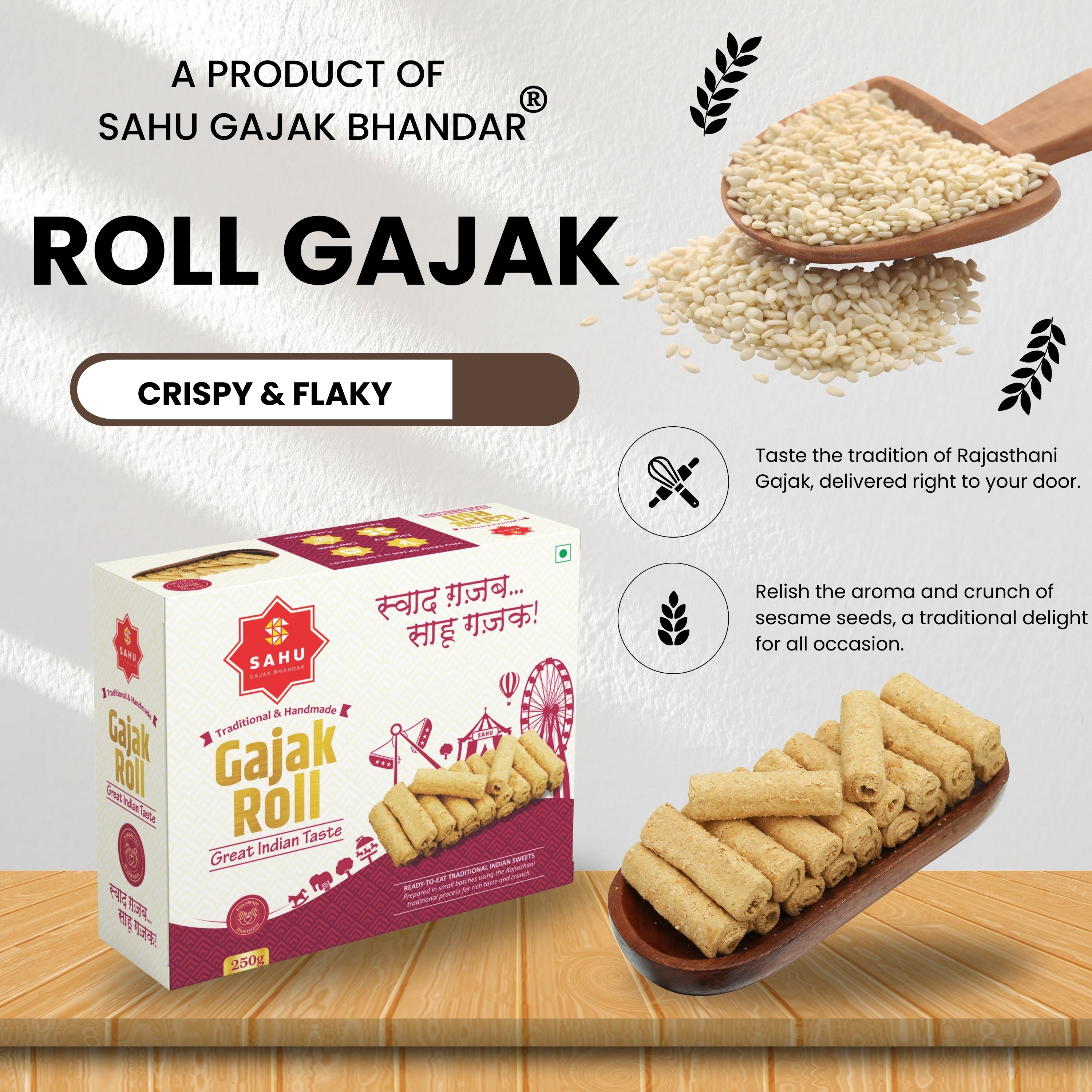 Roll Gajak 250 Gram by Sahu Gajak Bhandar