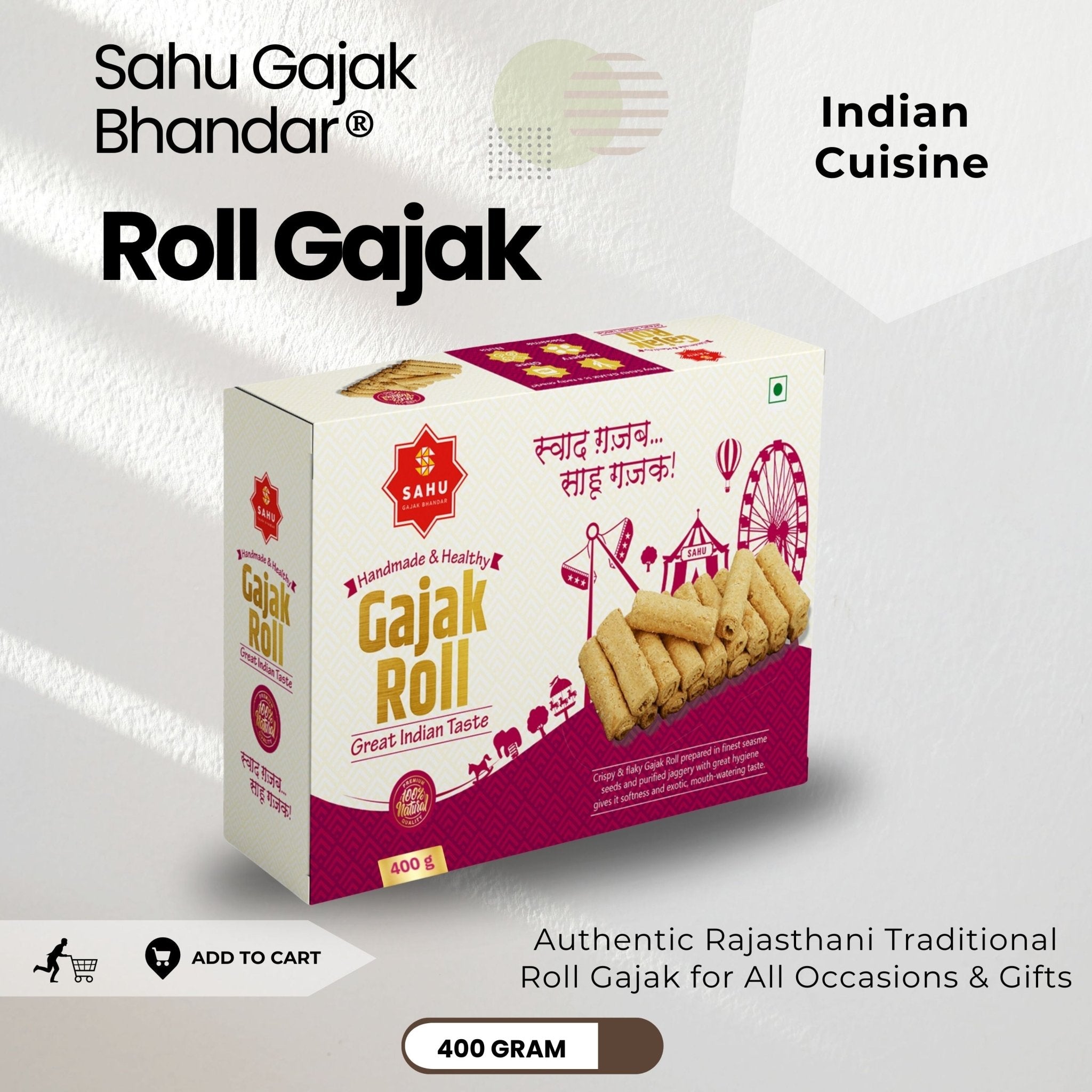 Gajak Roll 400 Gram - Sahu Gajak Bhandar