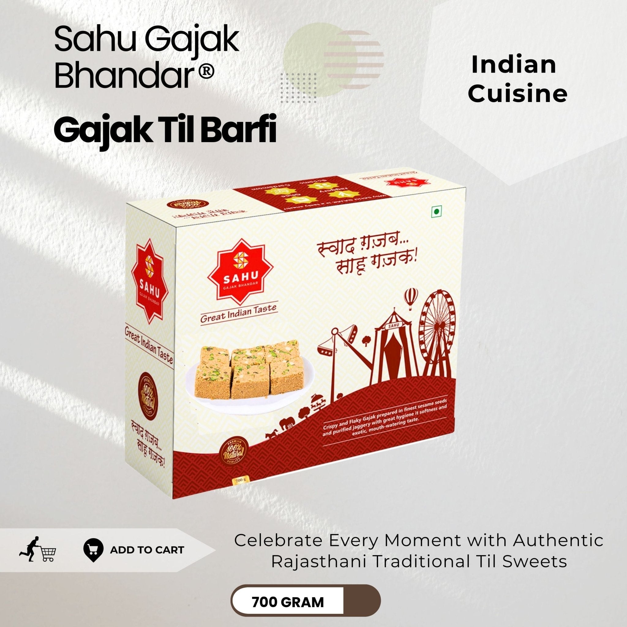 Gajak Til Barfi 700 Gram - Sahu Gajak Bhandar