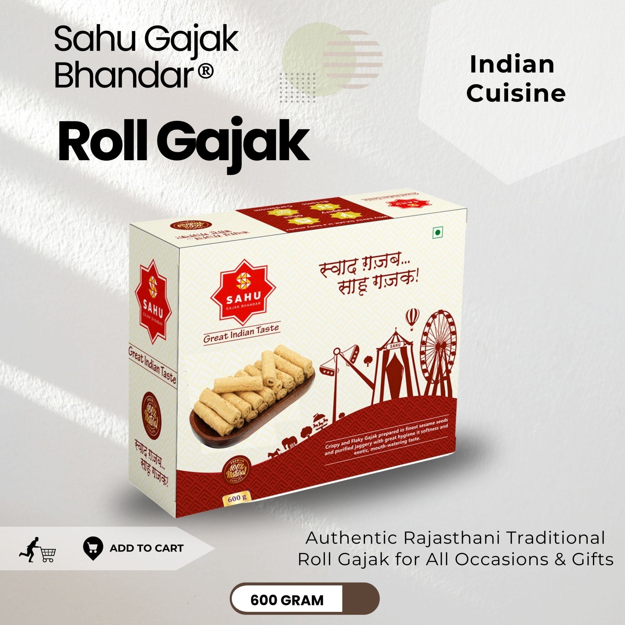 Gud Gajak Roll 600 Gram - Sahu Gajak Bhandar