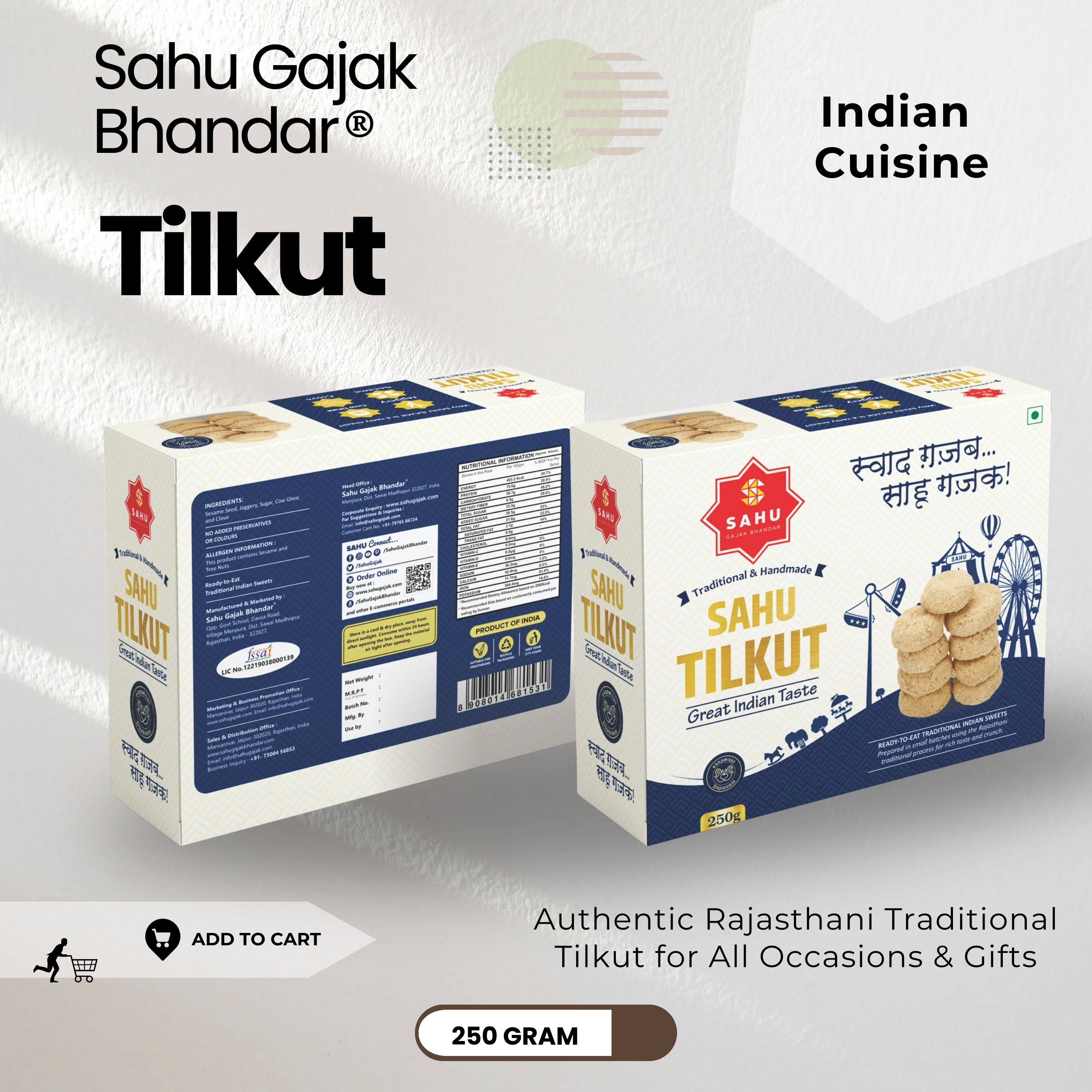 Tilkut 250 Gram Sahu Gajak Bhandar - Sahu Gajak Bhandar  Default Title 
