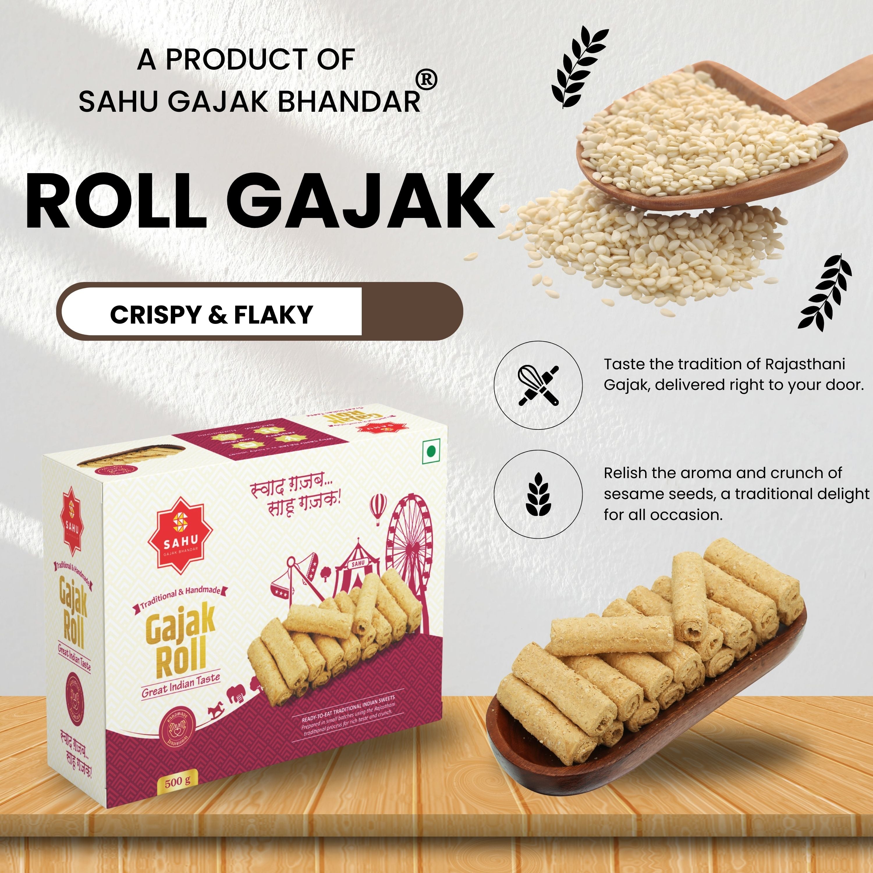 Gajak Roll 500 Gram - Sahu Gajak Bhandar  Default Title 