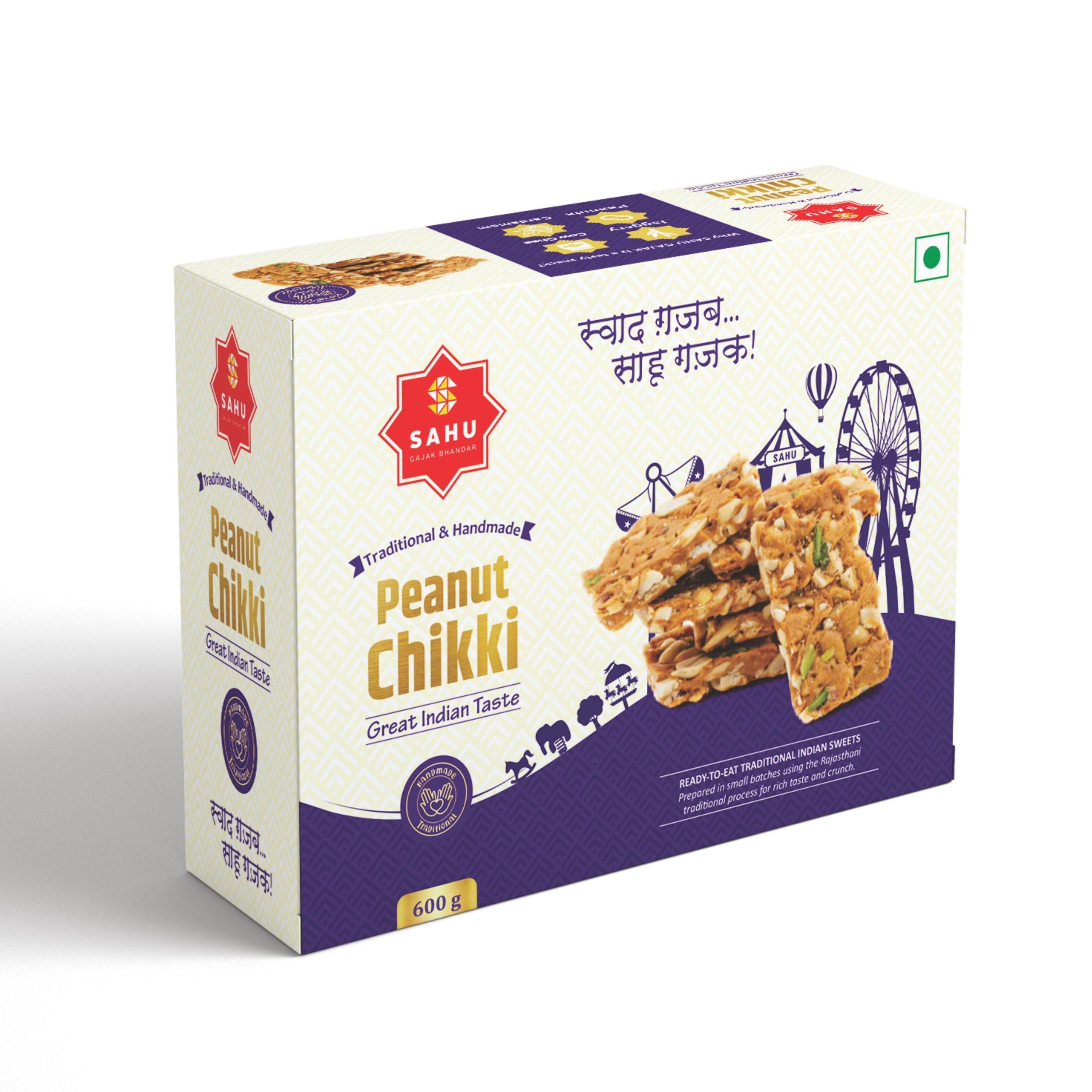 Peanut Chikki 600 gram pack made with roasted peanuts and jaggery