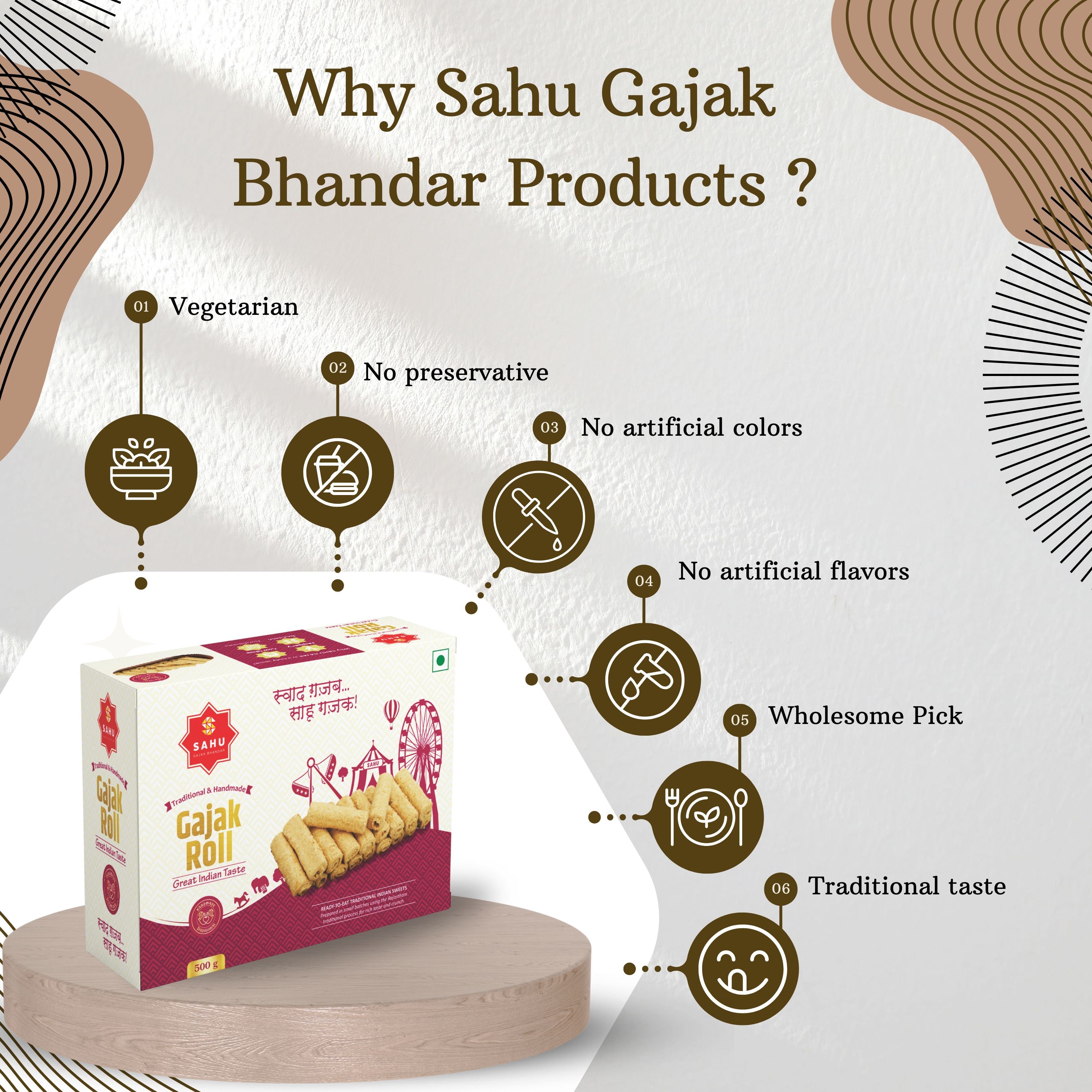 Gajak Roll 500 Gram - Sahu Gajak Bhandar  Default Title 