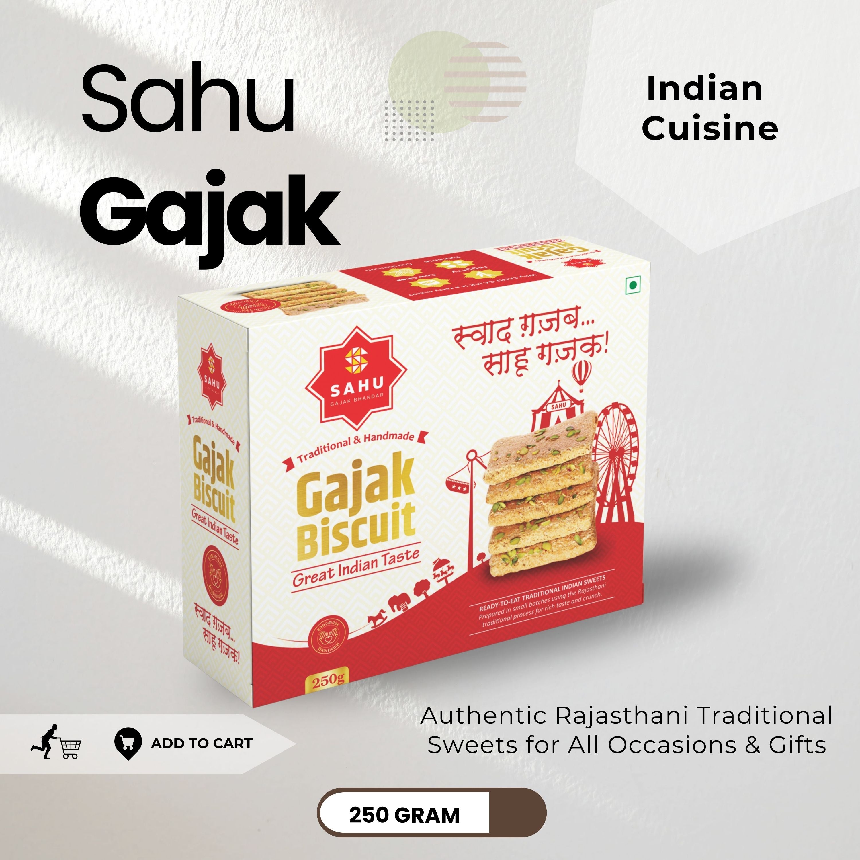Gajak Biscuit 250 Gram - Sahu Gajak Bhandar  Default Title 