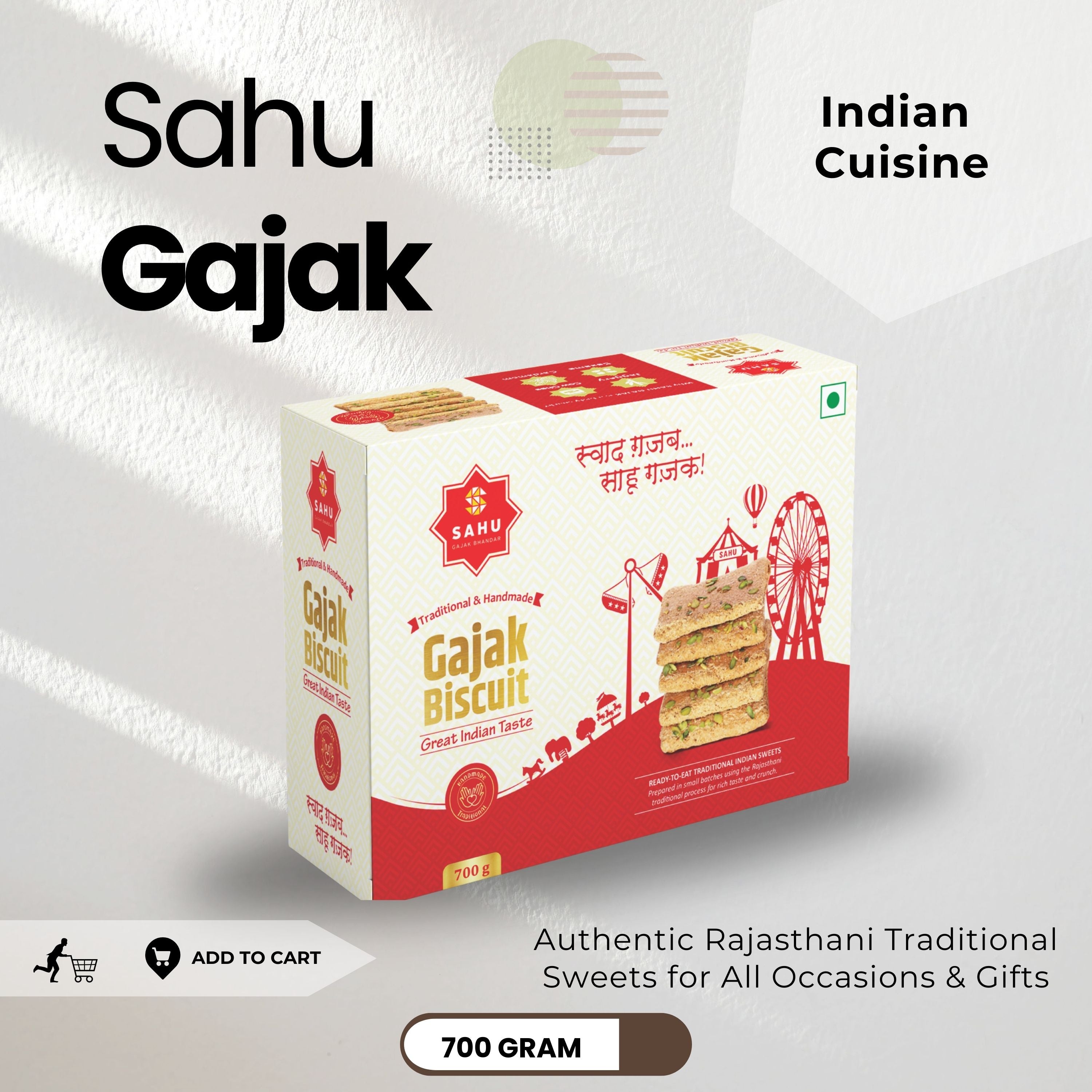 Gud Gajak Biscuits 700 Gram - Sahu Gajak Bhandar  Default Title 