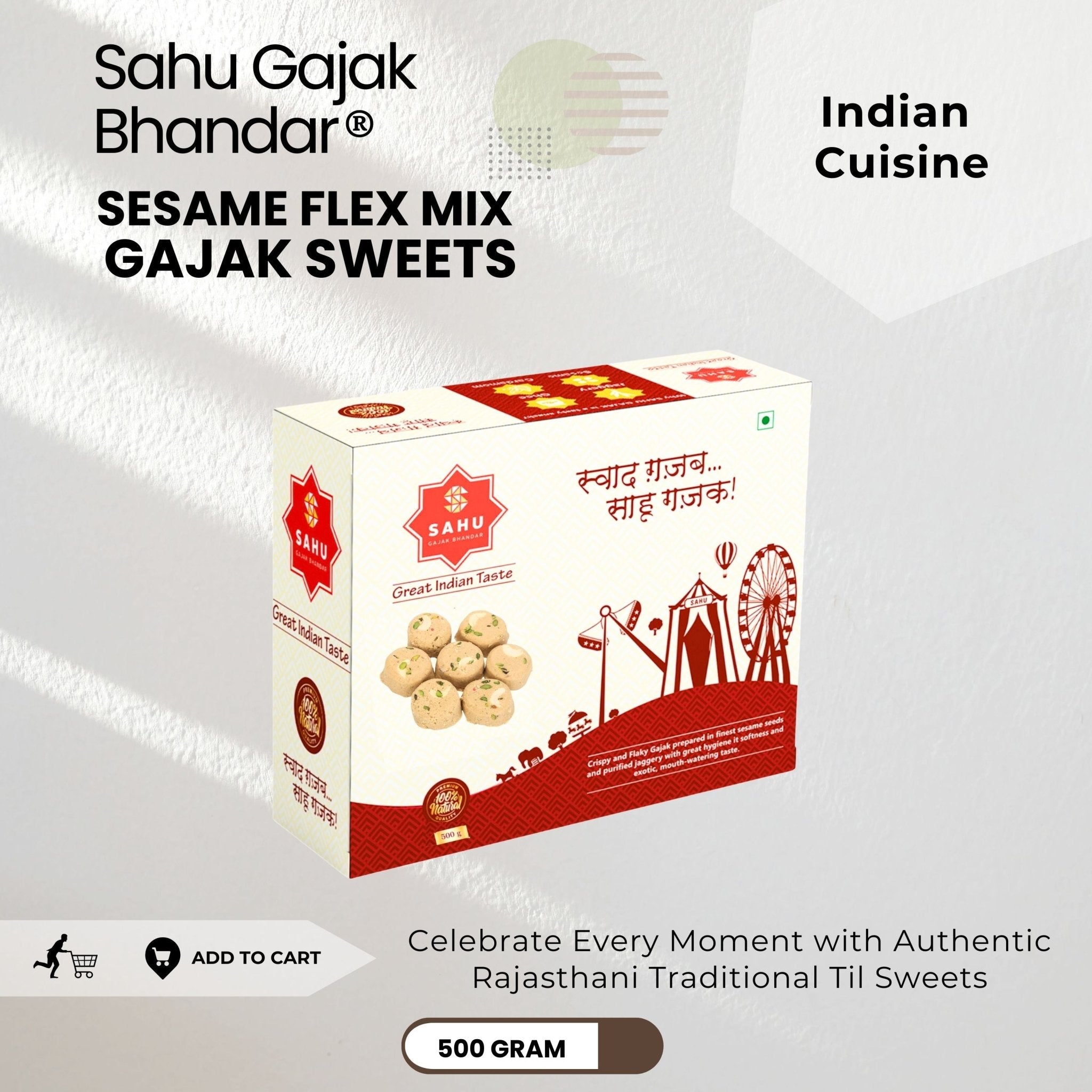 Sesame Flex Mix Gajak Sweets 500 Gram - Sahu Gajak Bhandar